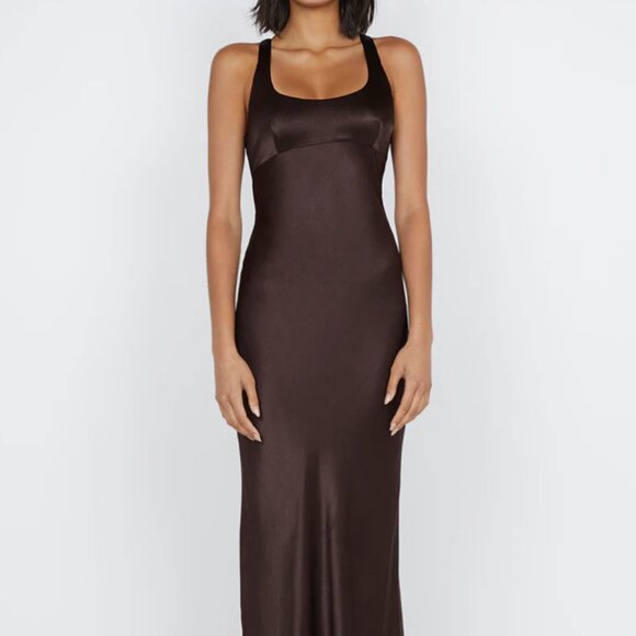 BEC+BRIDGE - MAXINA CROSSOVER DRESS, Dark Chocolate, Size 6
